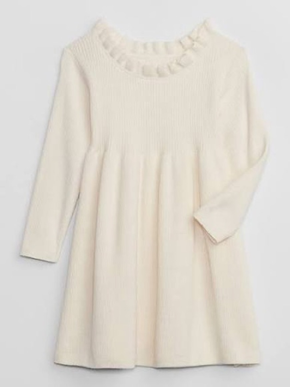 GAP Baby toddler Ribbed Ruffle Sweater Dress girls soft cozy ivory cream 3T